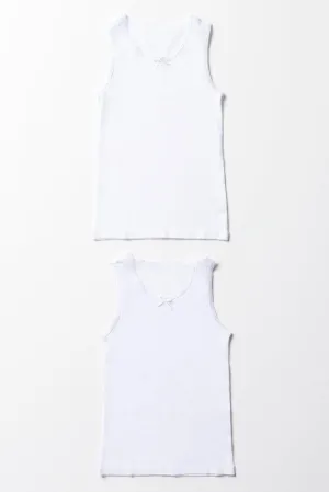 2 Pack Sleeveless Vests White