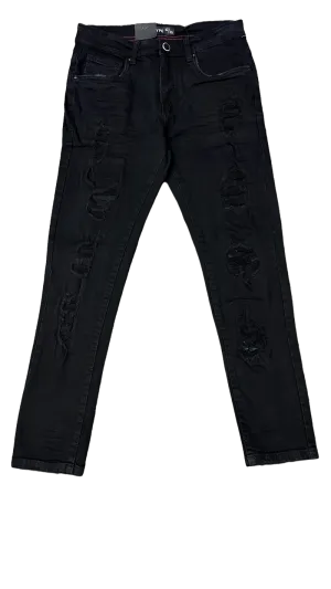 Arketype Black Jeans Men's Slim Fit Ripped Stretch Denim