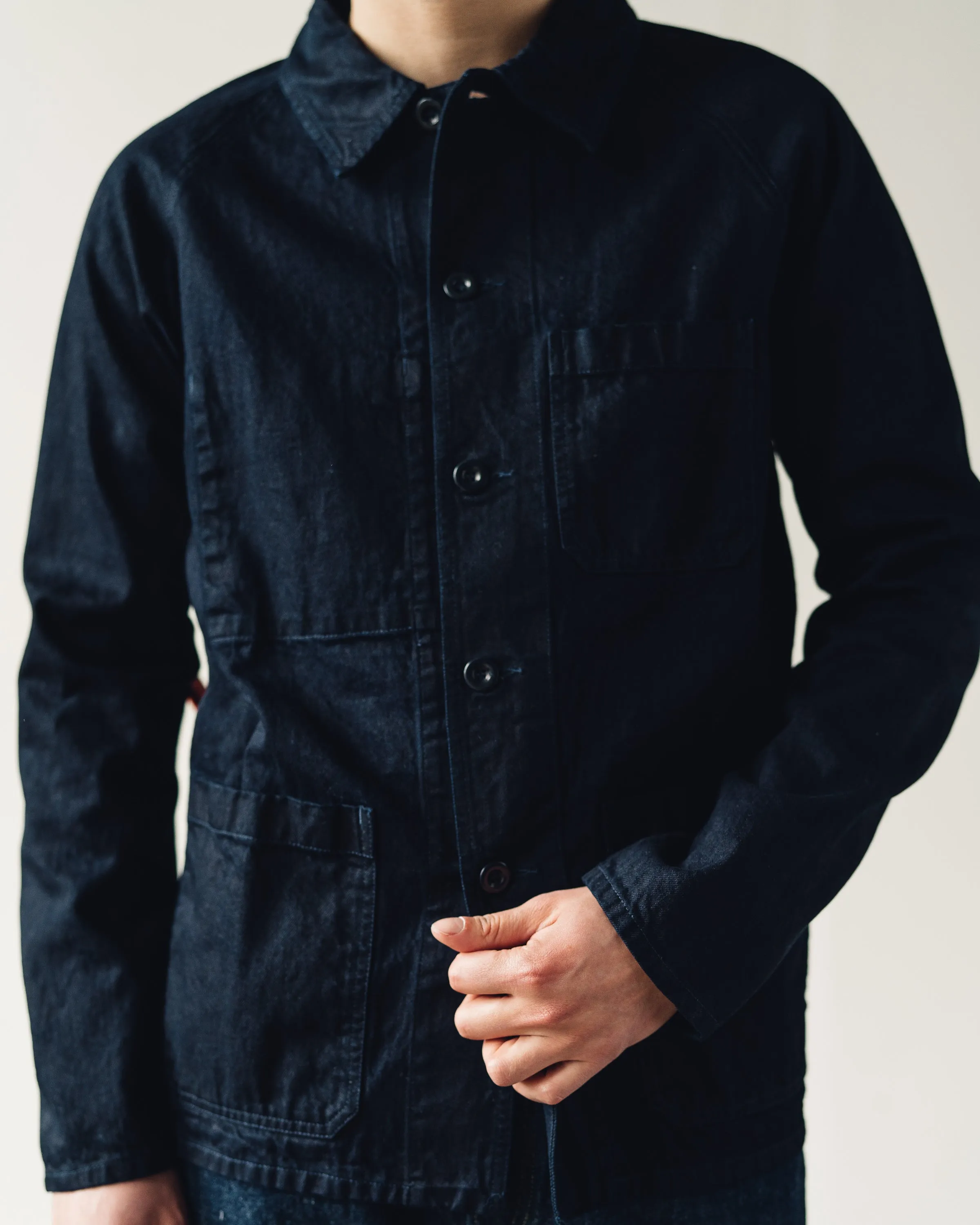 Arpenteur Raglan Denim Jacket, Black Indigo