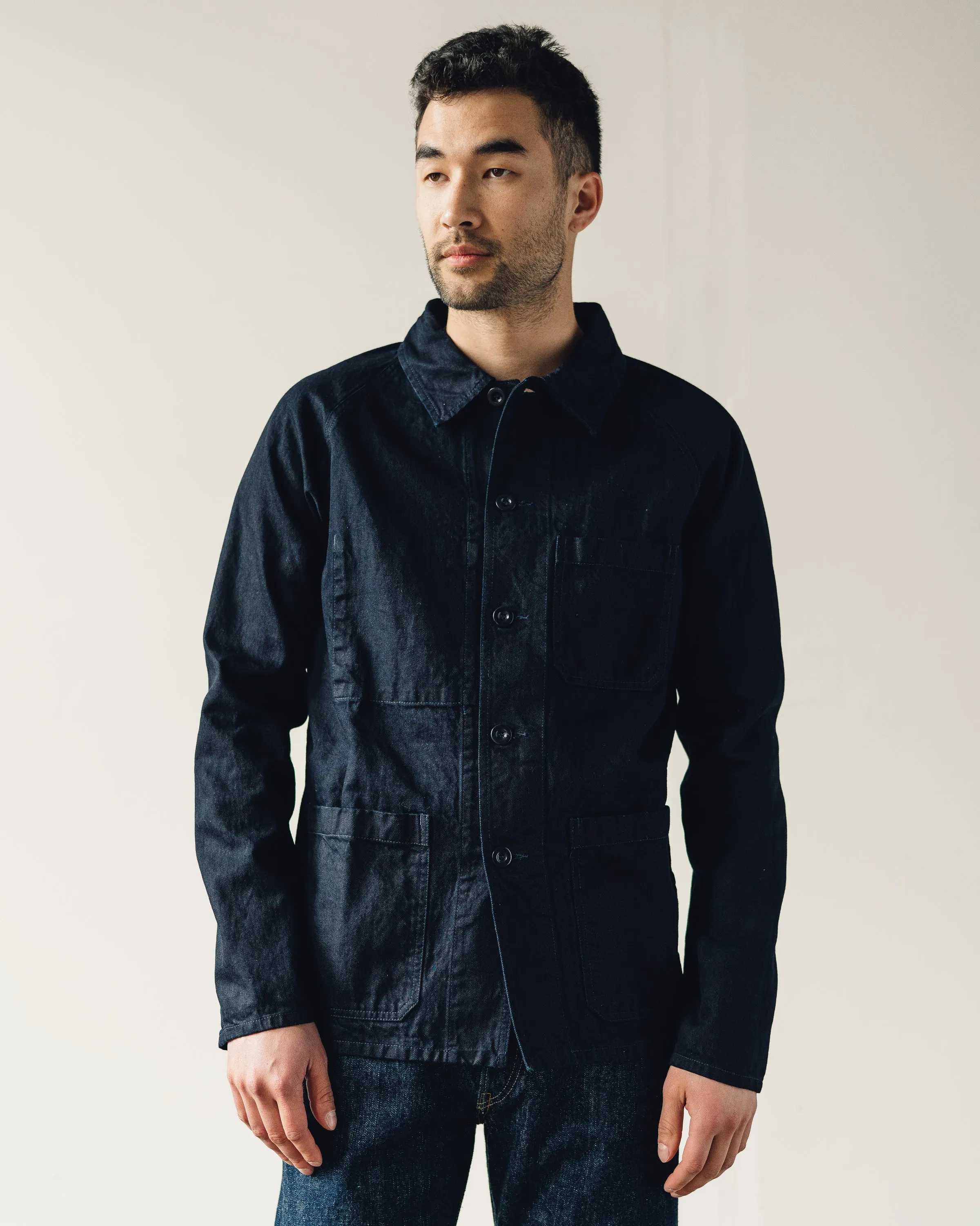 Arpenteur Raglan Denim Jacket, Black Indigo