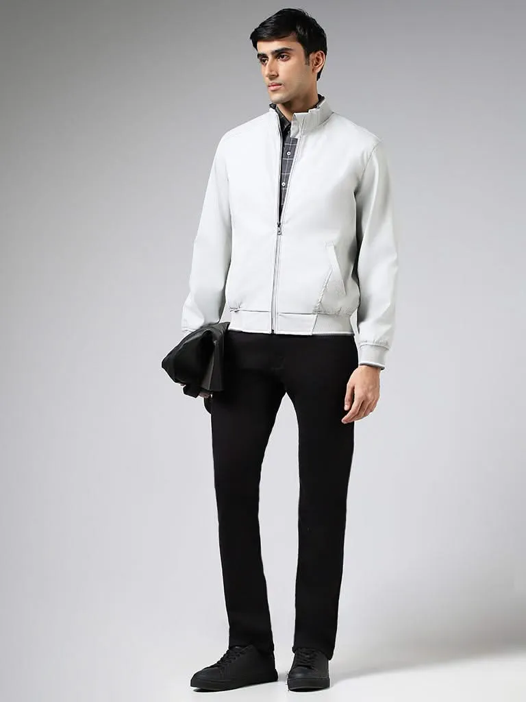 Ascot White Relaxed-Fit High-Top Zipper Jacket