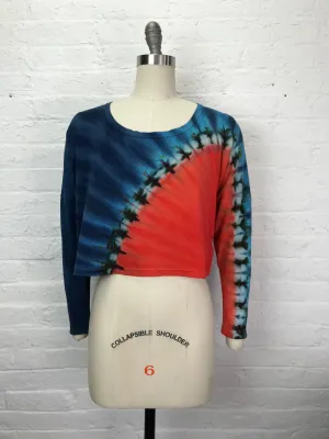 Astrid Long Sleeve Crop Top in Red Sun Blue Sea - One Size