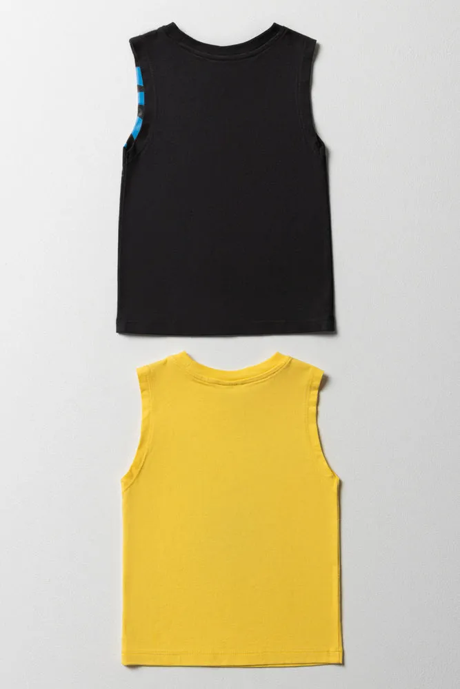 Batman 2 Pack Sleeveless T-Shirts Black & Yellow