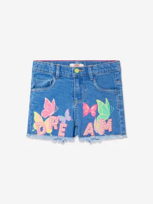 Billieblush Girls Butterfly Dream Denim Shorts in Blue