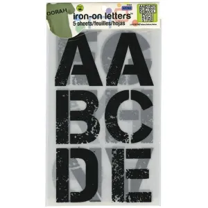 Black - Soft Flex Iron-On Letters 3 Distressed