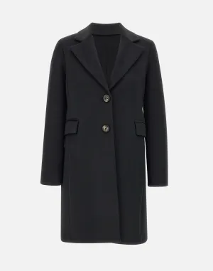 Black Viscose Blend Cloth Coat