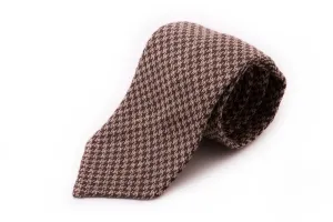 Brown & Beige Houndstooth Silk Bourette Tie