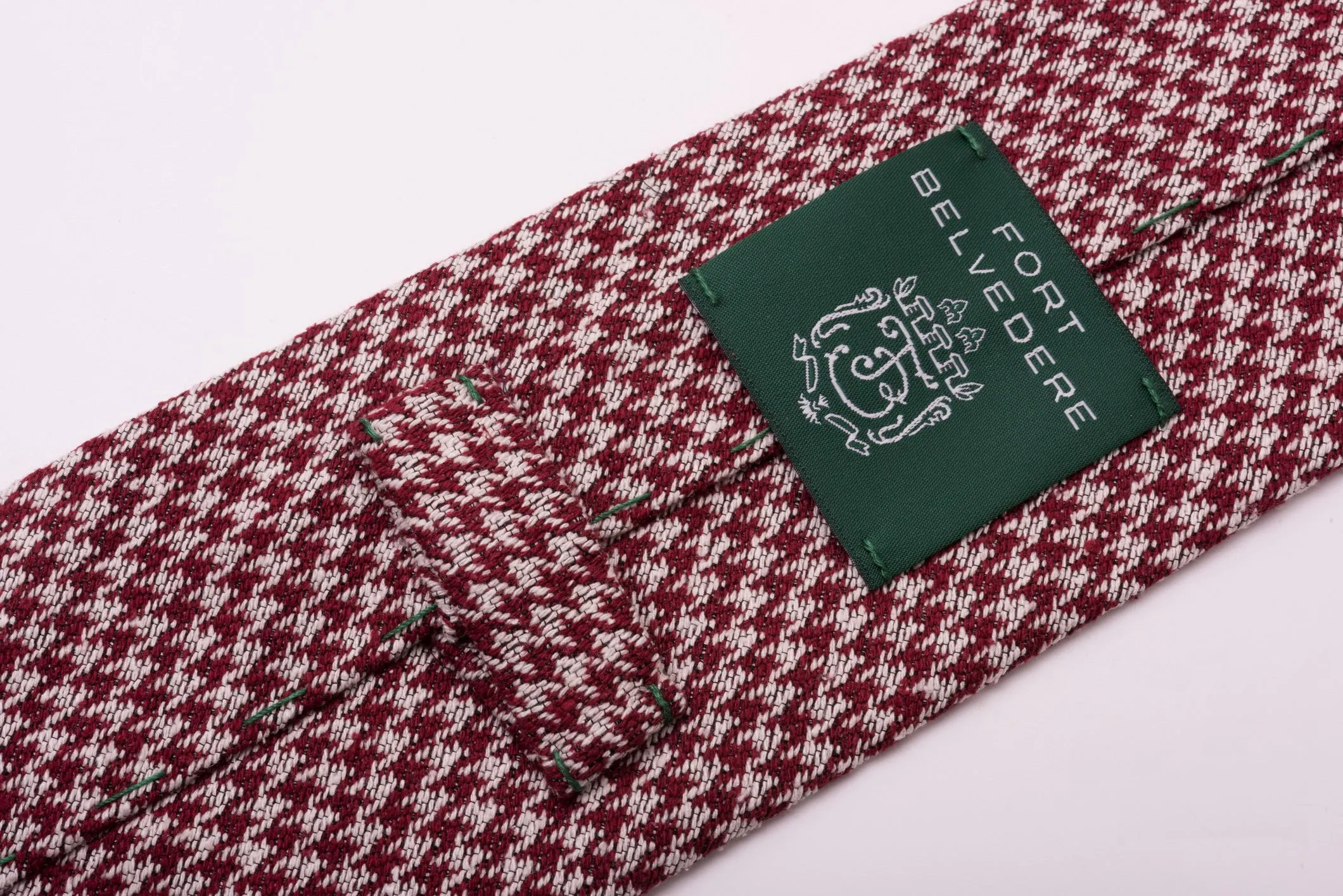 Burgundy & Cream Houndstooth Silk Bourette Tie