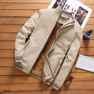 Casual Male Outwear Fleece Thick Warm Windbreaker Jacket