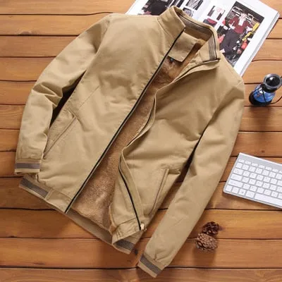 Casual Male Outwear Fleece Thick Warm Windbreaker Jacket