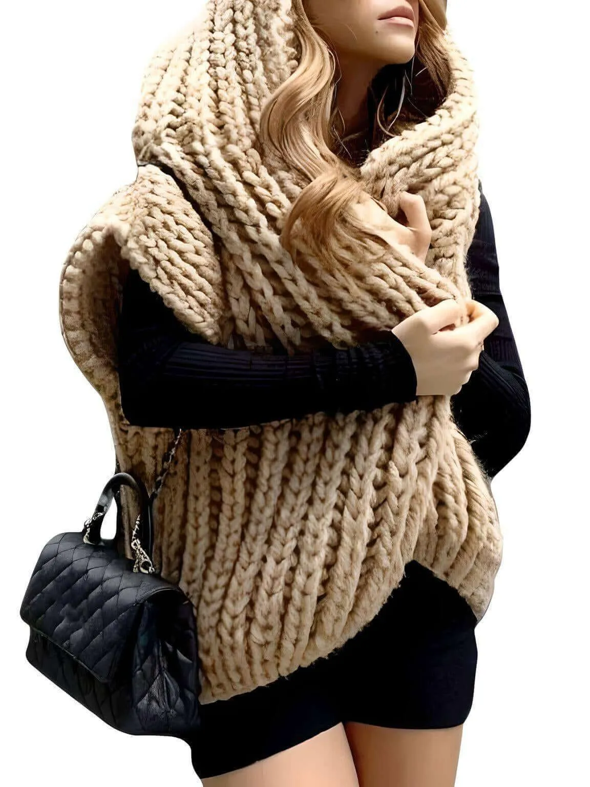 Chunky Knit Hooded Sweater Vest For Women