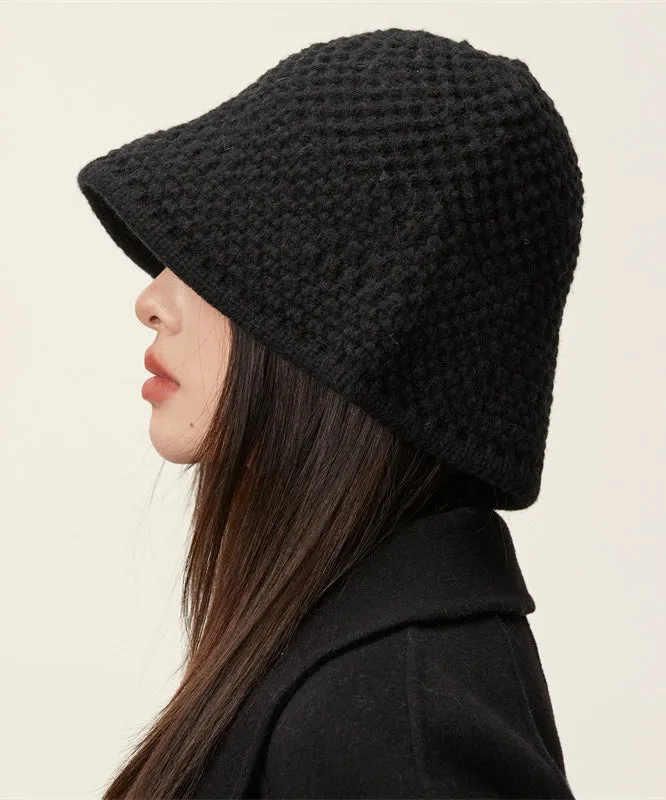 Classy Black Thick Warm Solid Knit Bonnie Hat