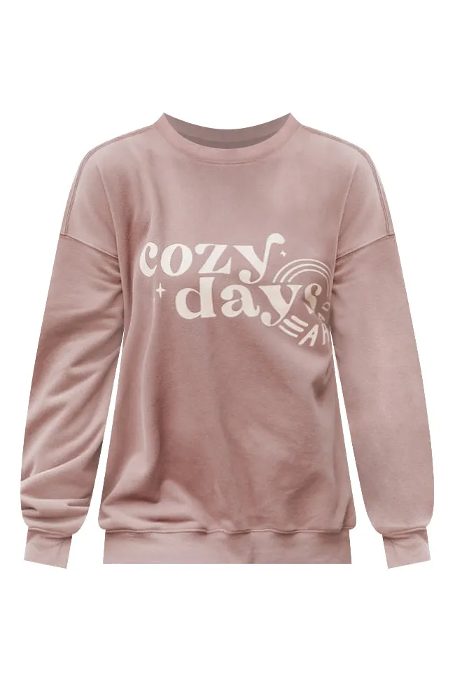 Cozy Days Ahead Mocha Oversized Graphic Sweatshirt FINAL SALE