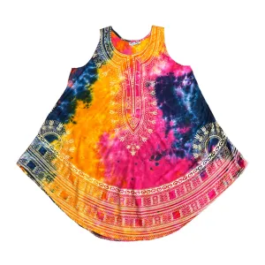 Dashiki Umbrella Dress (Orange/Pink/Black Pattern)