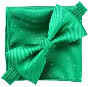 Emerald Green [Glitter Dots] - Bow Tie and Pocket Square Matching Set