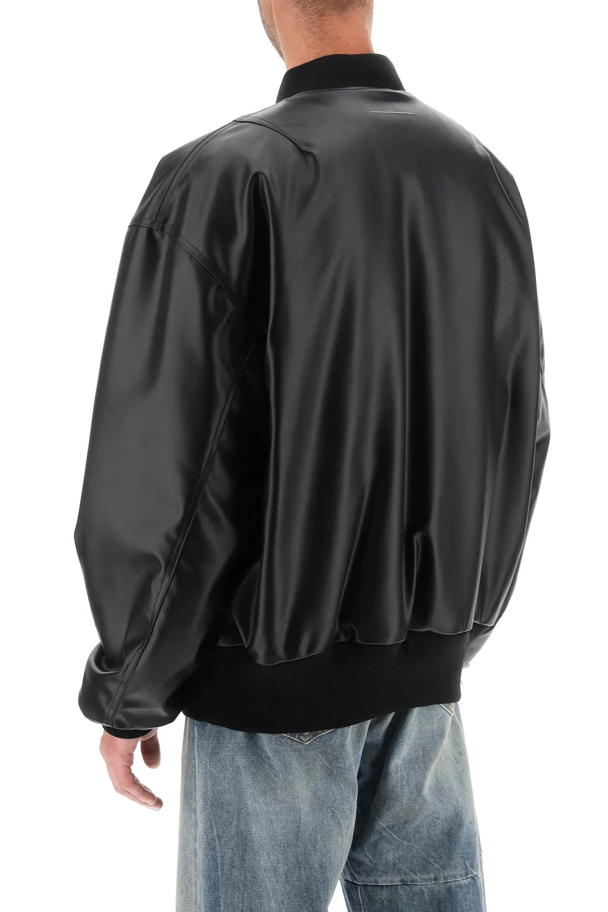 faux leather bomber jacket