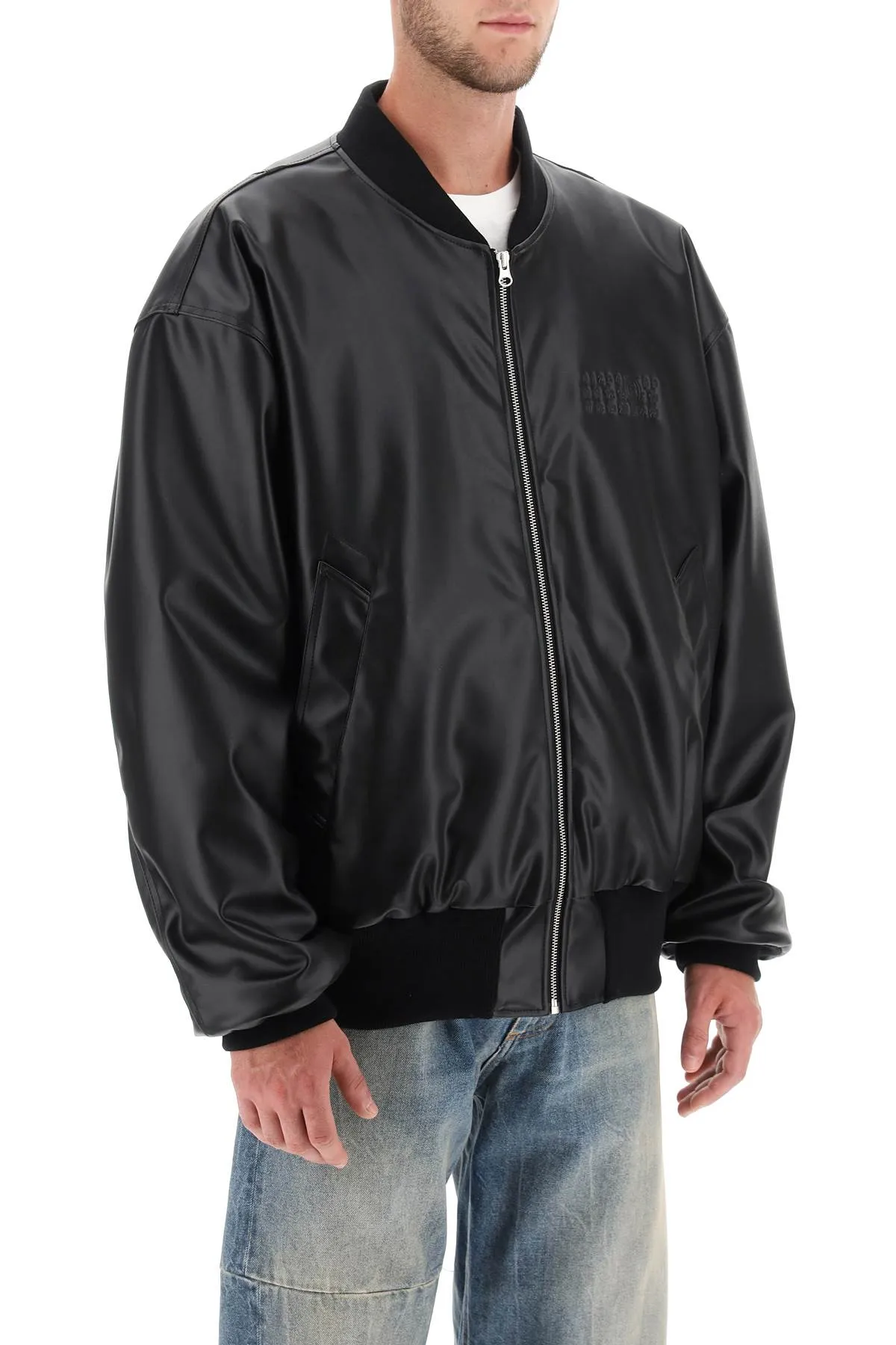 faux leather bomber jacket