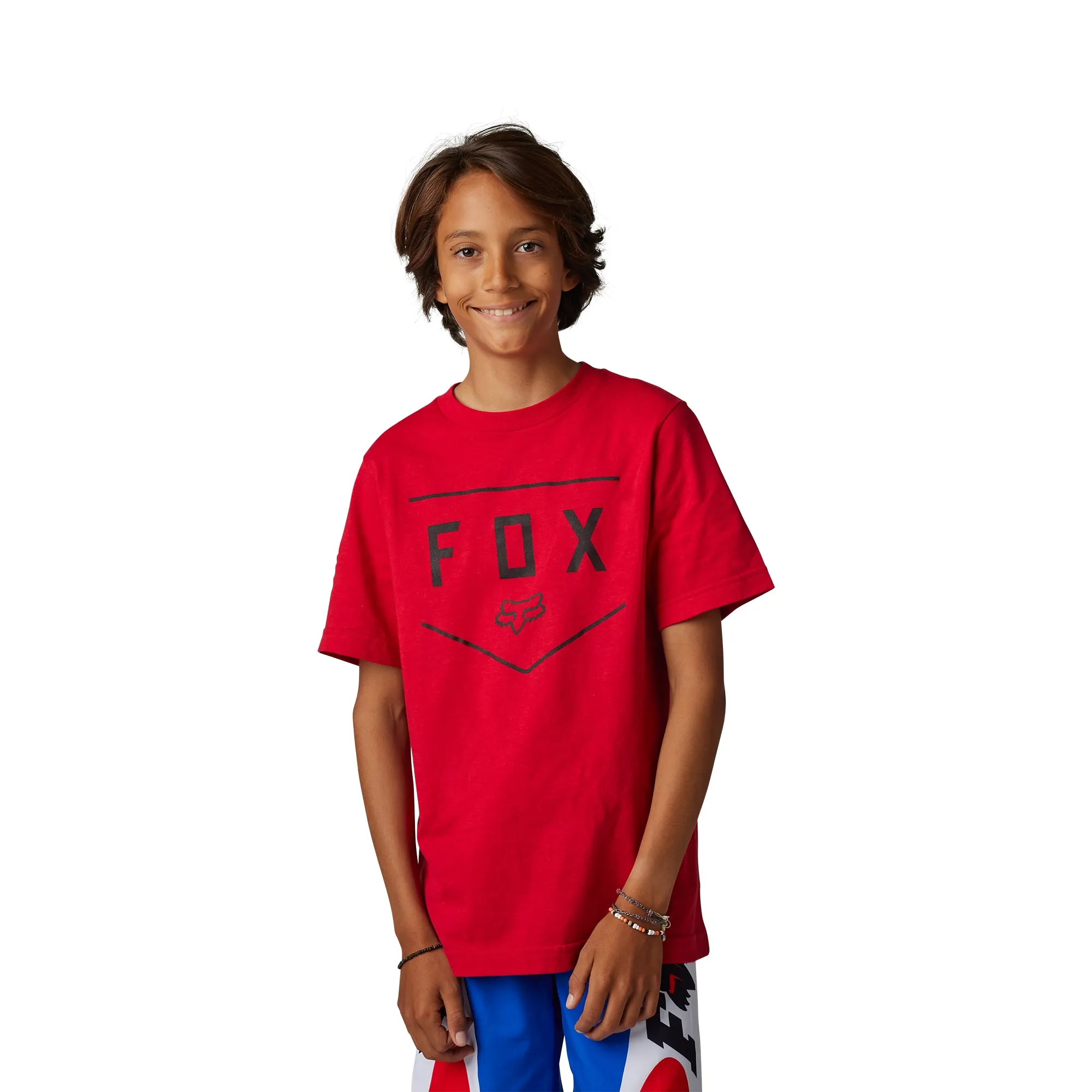 Fox Racing  Youth Shield Short Sleeve Tee T-Shirt Athletic Casual Flame Red