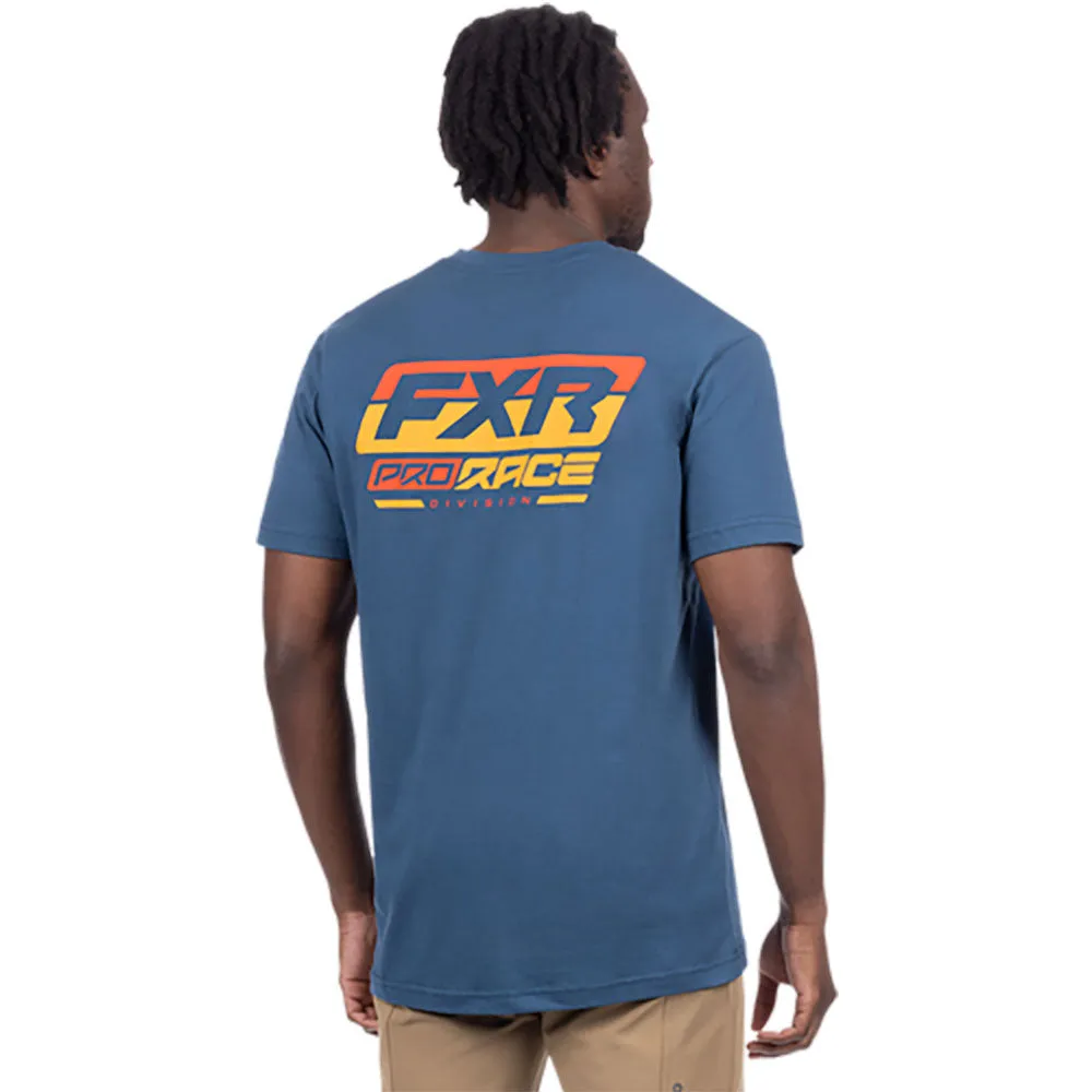 FXR  Mens Race Div Premium T-Shirt Soft Cotton Blend Casual Dark Steel Tangerine -