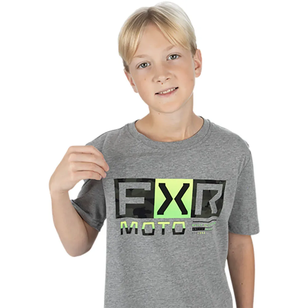 FXR  Moto Premium T-Shirt Comfortable Soft Cotton Blend Grey Heather Army Camo