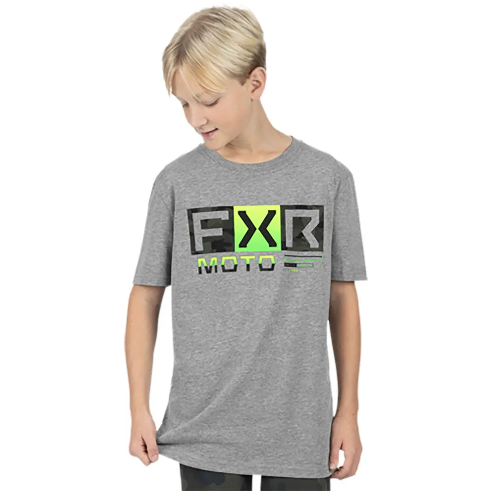 FXR  Moto Premium T-Shirt Comfortable Soft Cotton Blend Grey Heather Army Camo