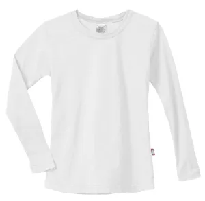 Girls Soft Cotton Jersey Long Sleeve Tee | White