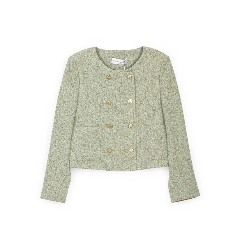 Grass Green Short Tweed Jacket Coat