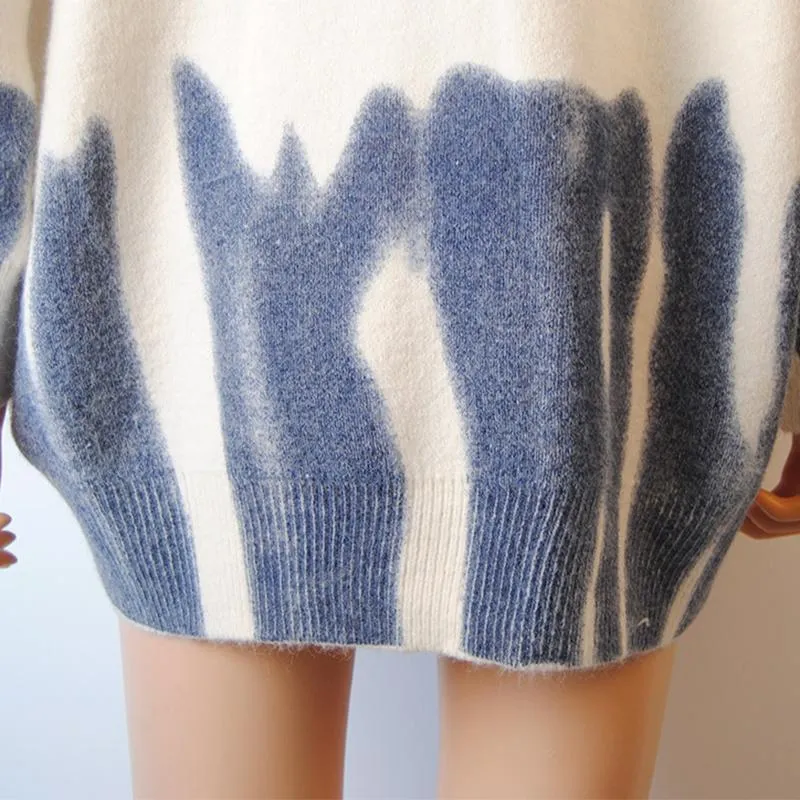 High Street Y Limb Tie Dyed Knitted Oversized Crewneck Sweaters