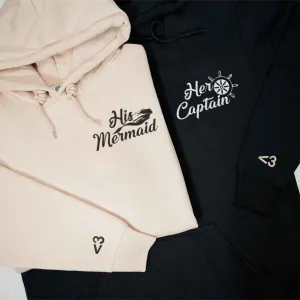 His Mermaid & Her Captain Couple Hoodies – Perfect Custom Gifts for Nautical Lovers