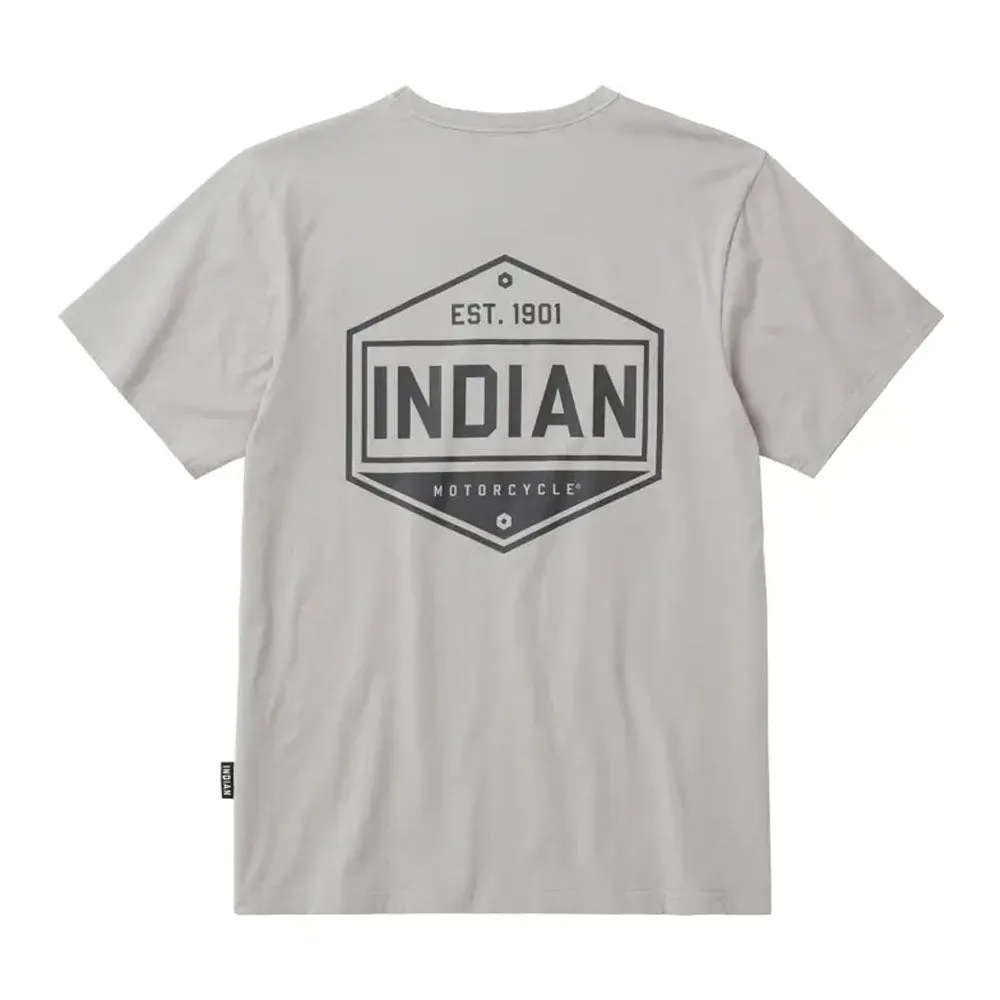 Indian Motorcycle Mens Hexagon Graphic T-Shirt Gray