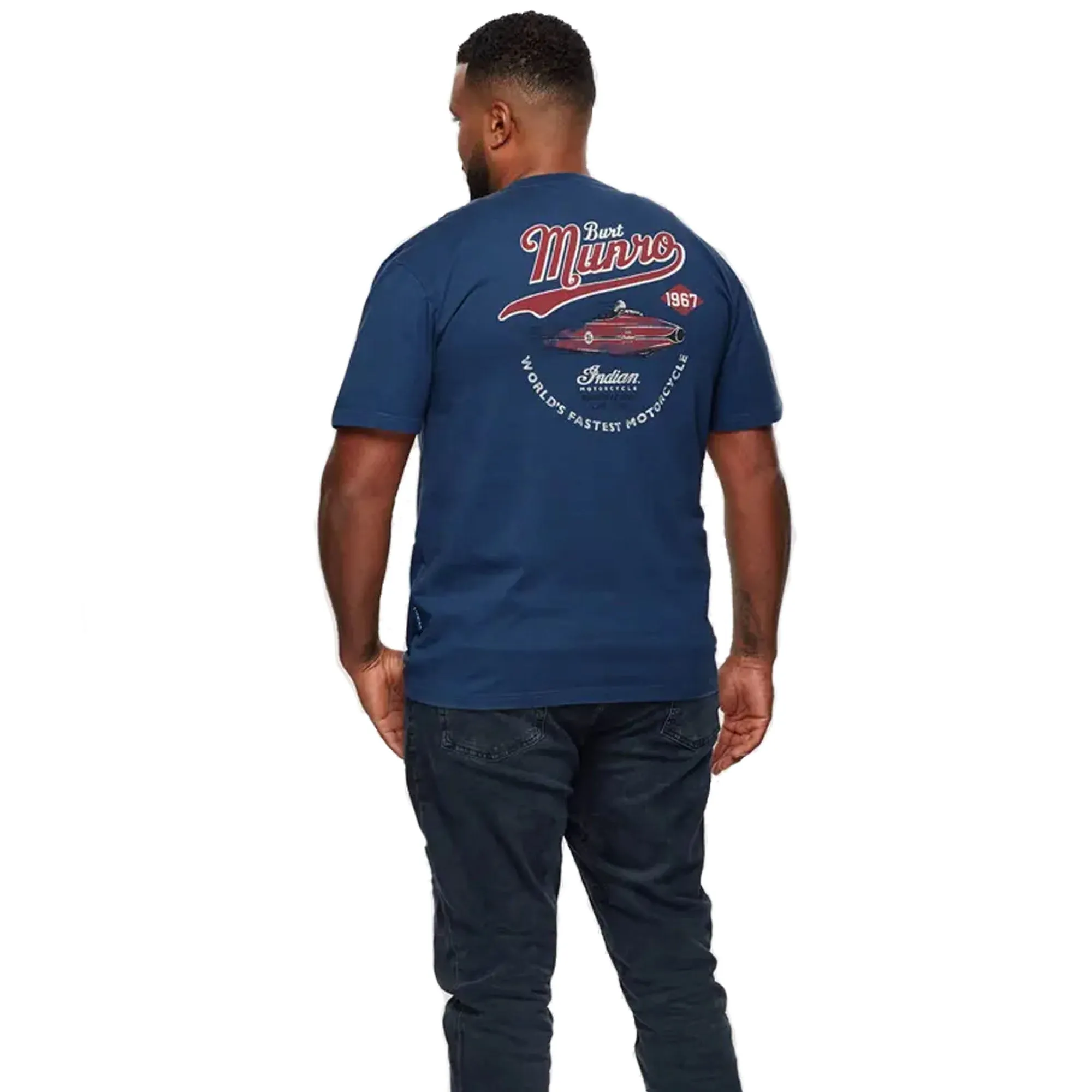 Indian Motorcycle  Polaris Mens Streamliner T-Shirt Tee Soft Lightweight Comfortable Blue