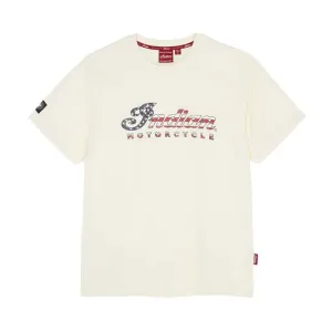 Indian Motorcycle  Polaris USA Script Logo T-Shirt Tee Soft Lightweight Comfortable White