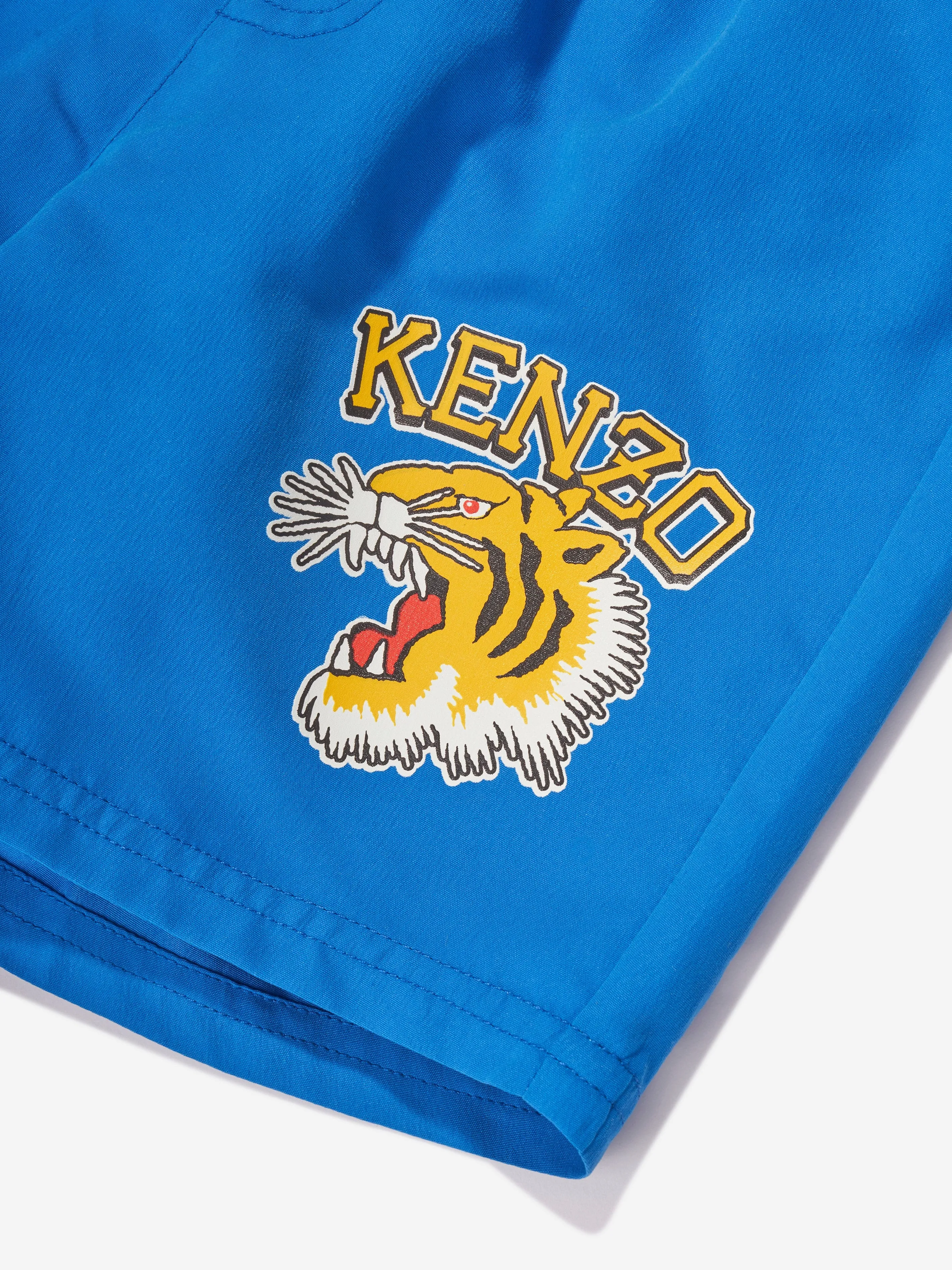 KENZO Boys Tiger Logo Swim Shorts in Blue