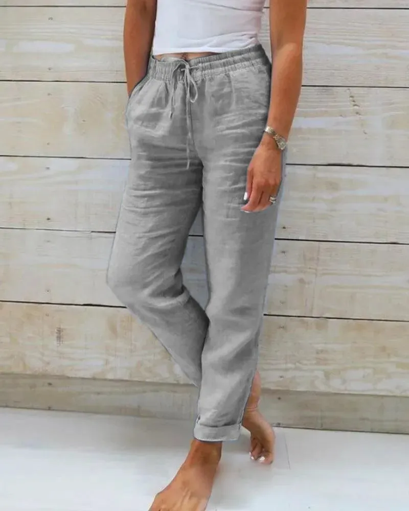 Linen Pants Ladies - Relaxed Style - Breathable Material - Ideal for Home and Informal Outing