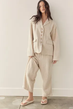 Loose fit linen cotton blend jacket