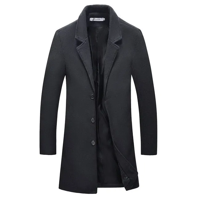 Male warm in winter slim Fit long business Woolen Overcoat