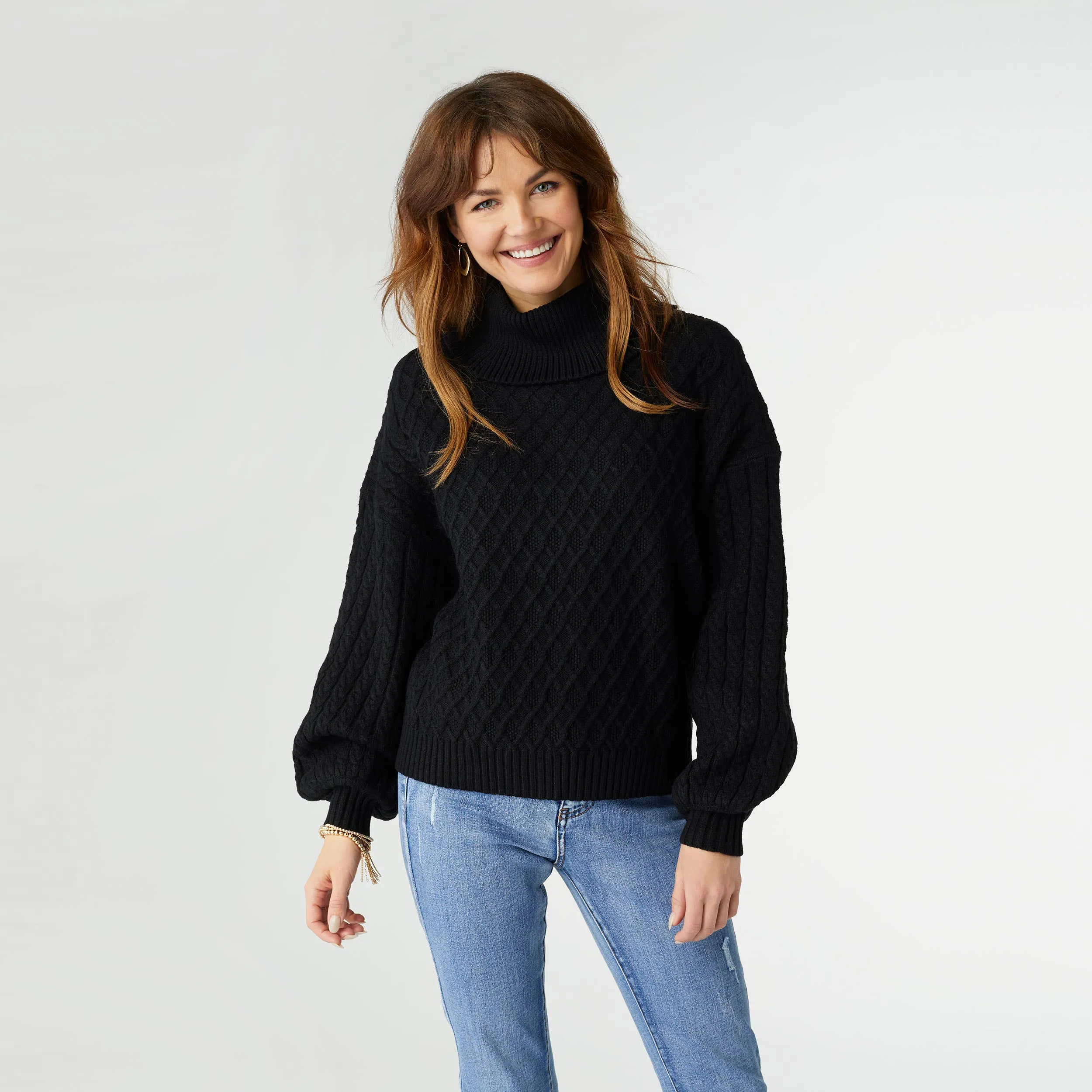 Maren Cable Knit Turtleneck Sweater