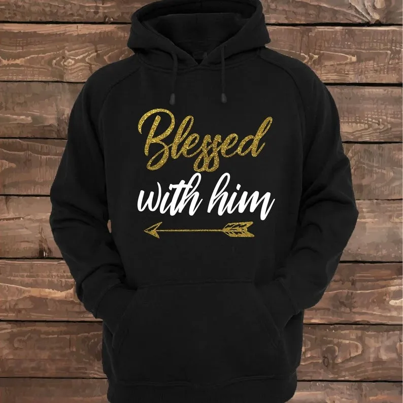 Matching Couple Hoodies - Custom Embroidered Blessed With Sweatshirts Unique Gift For Couples