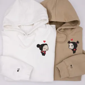 Matching Couple Hoodies - Pucca Garu Cartoon Couple Custom Embroidered Sweatshirts For Couples