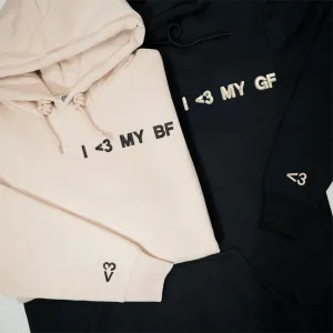 Matching Couple Hoodies - "I <3 My GF/BF" Custom Embroidered Sweatshirts For Couples