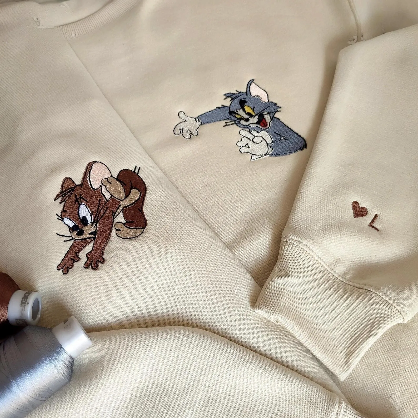 Matching Couple Hoodies - Tom & Jerry Custom Embroidered Couples Matching Hoodies