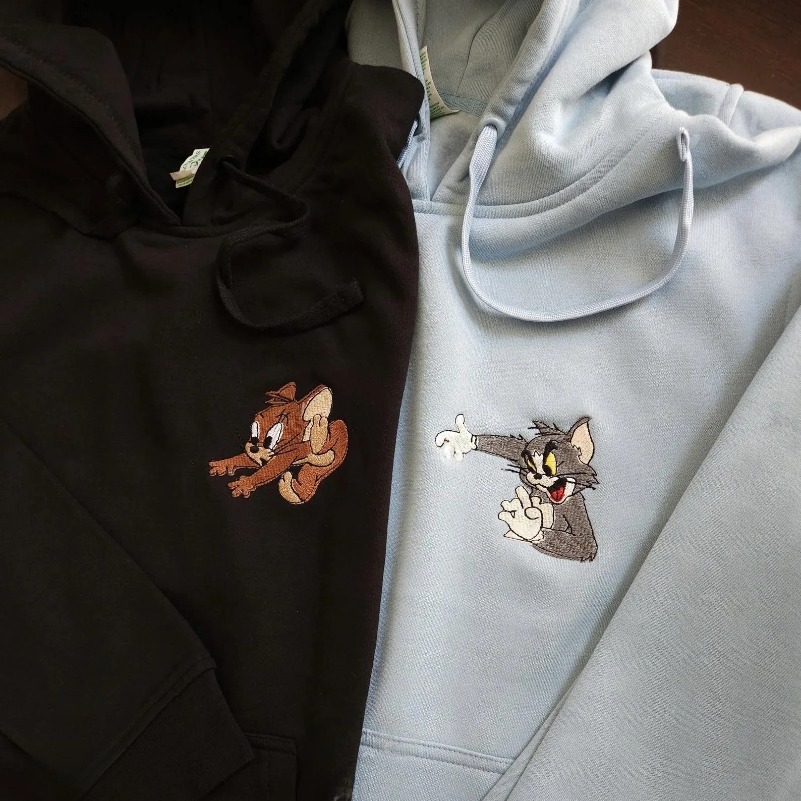 Matching Couple Hoodies - Tom & Jerry Custom Embroidered Couples Matching Hoodies