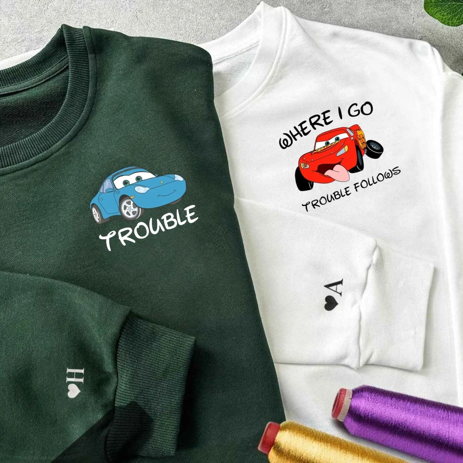 “McQueen x Sally” Couple Hoodies – Trouble & Follows Matching Set