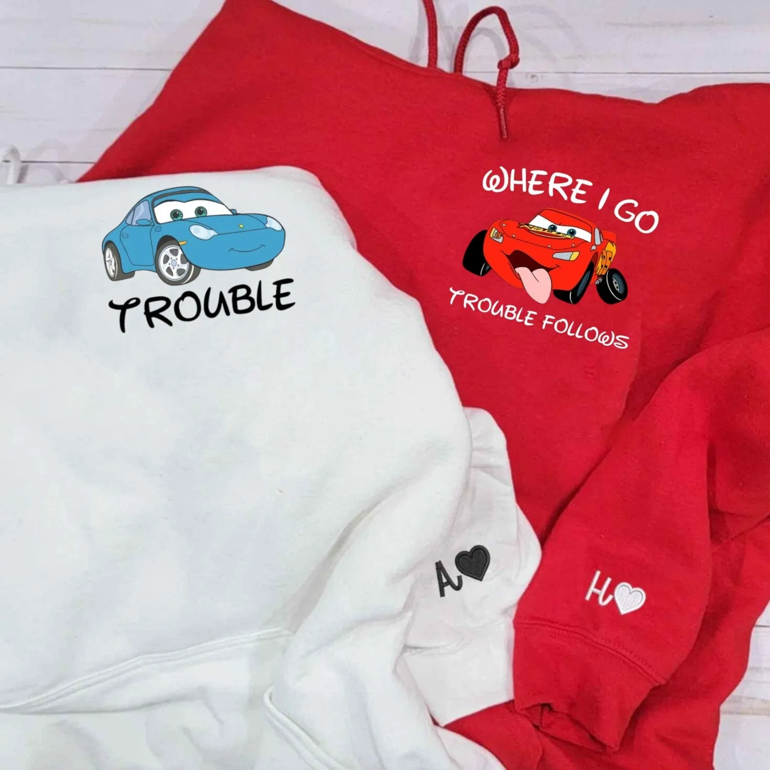 “McQueen x Sally” Couple Hoodies – Trouble & Follows Matching Set