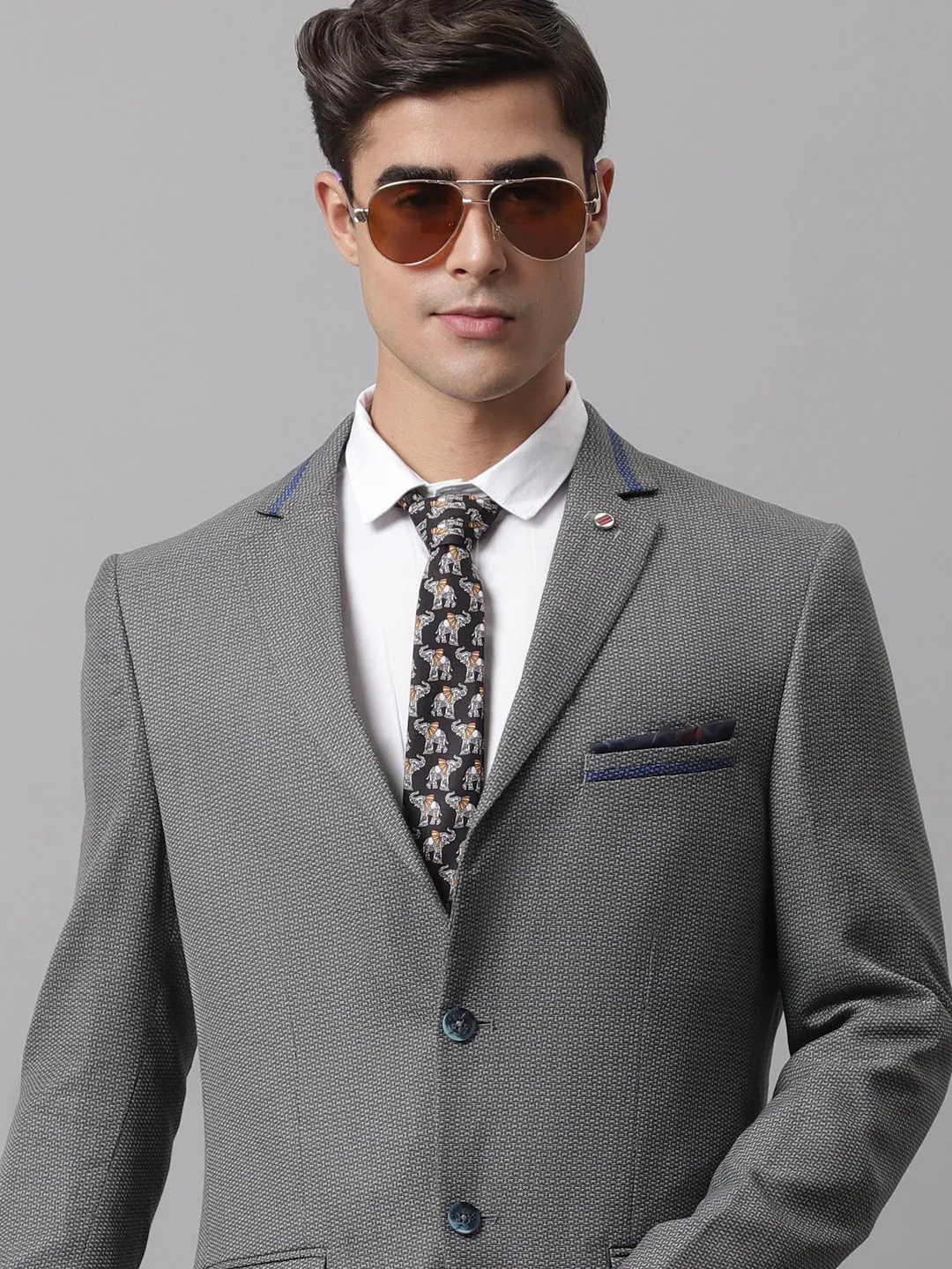 Men Grey Formal Blazer