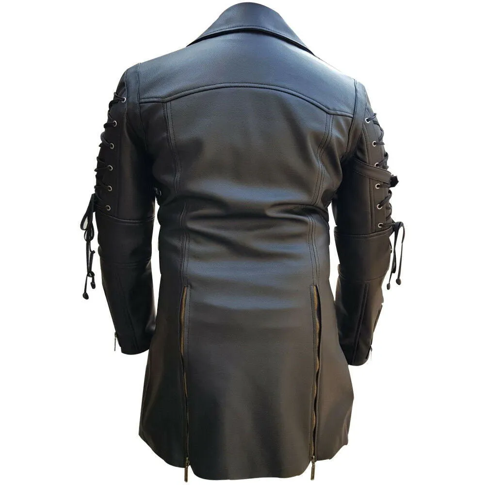 Mens Leather Goth Matrix Trench Coat Steampunk Gothic Van Helsing (T18)