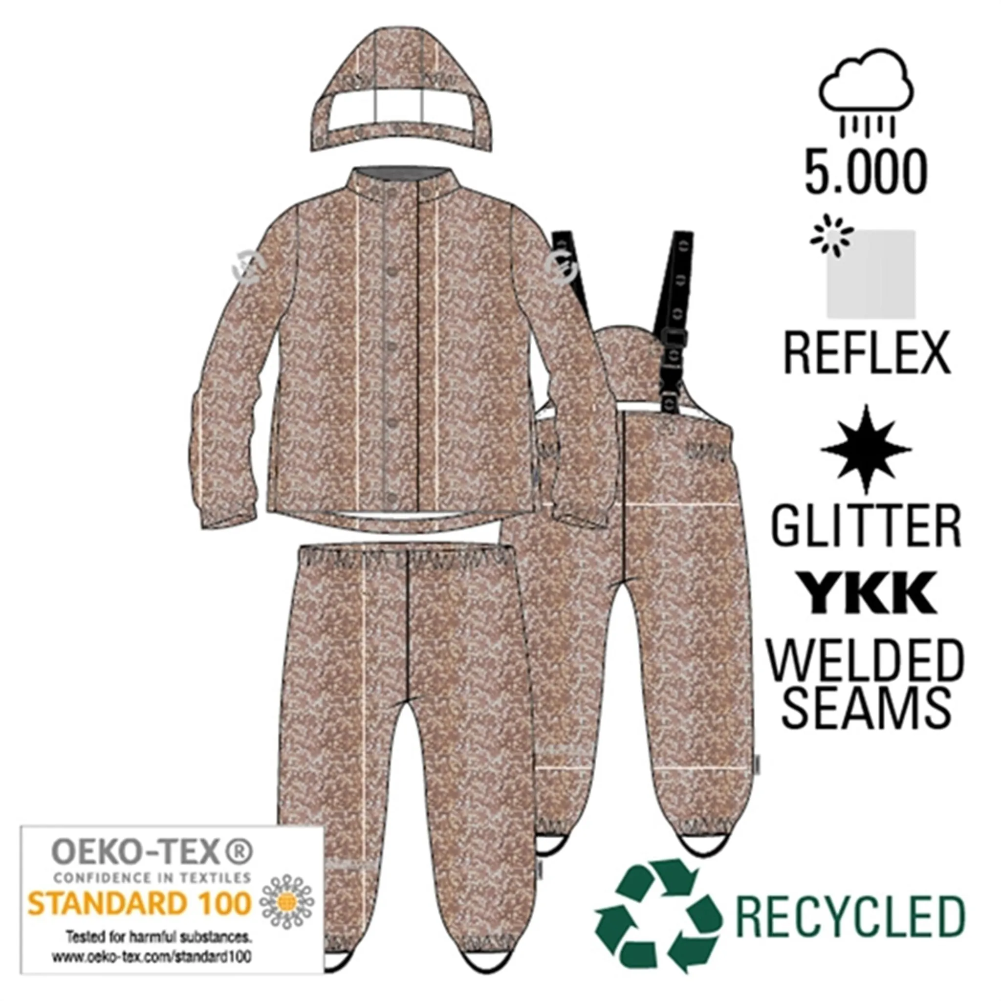 Mikk-Line Rainwear Jacket And Pants Burlwood Glitter