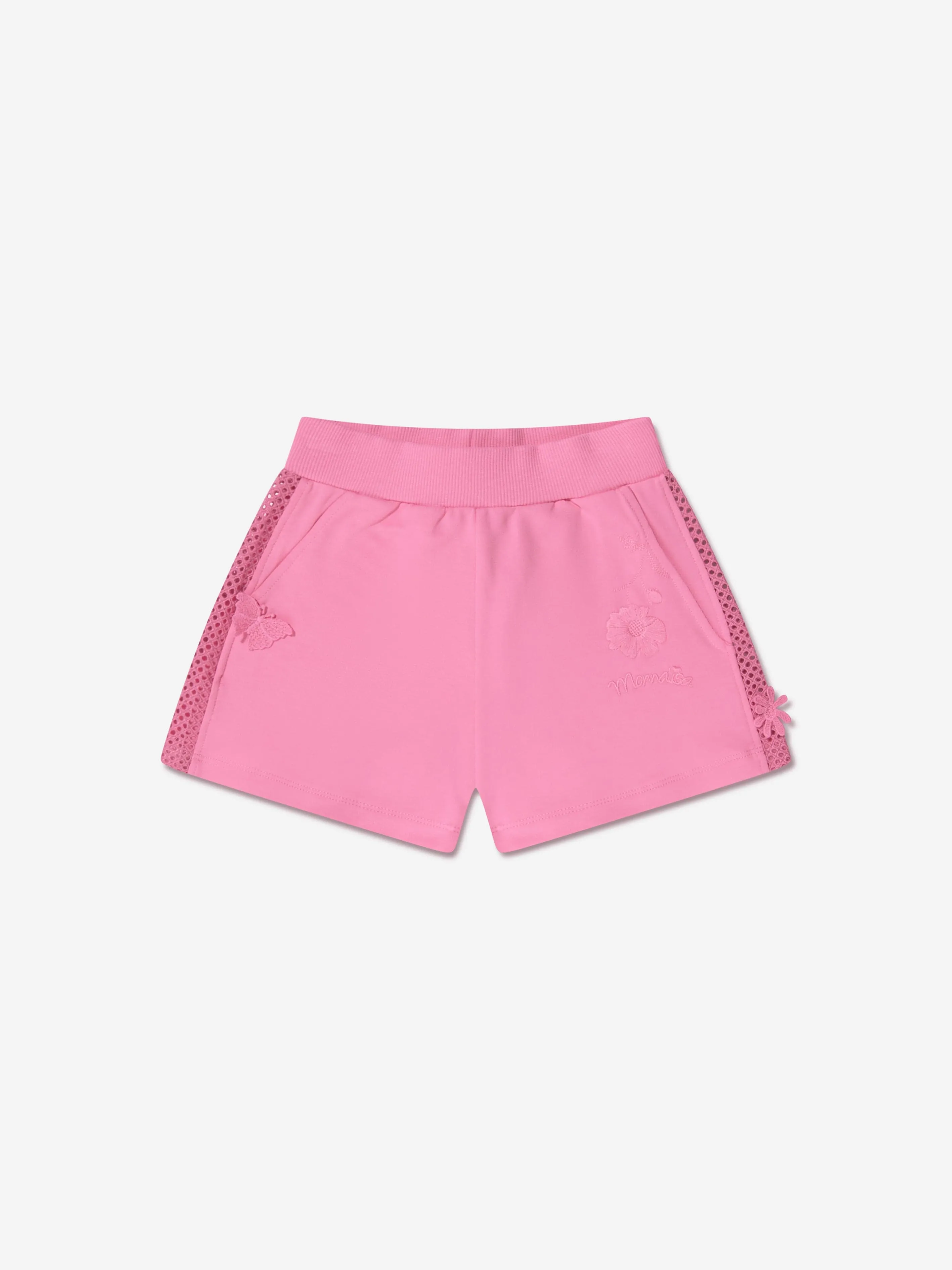 Monnalisa Girls Embroidered Shorts in Pink