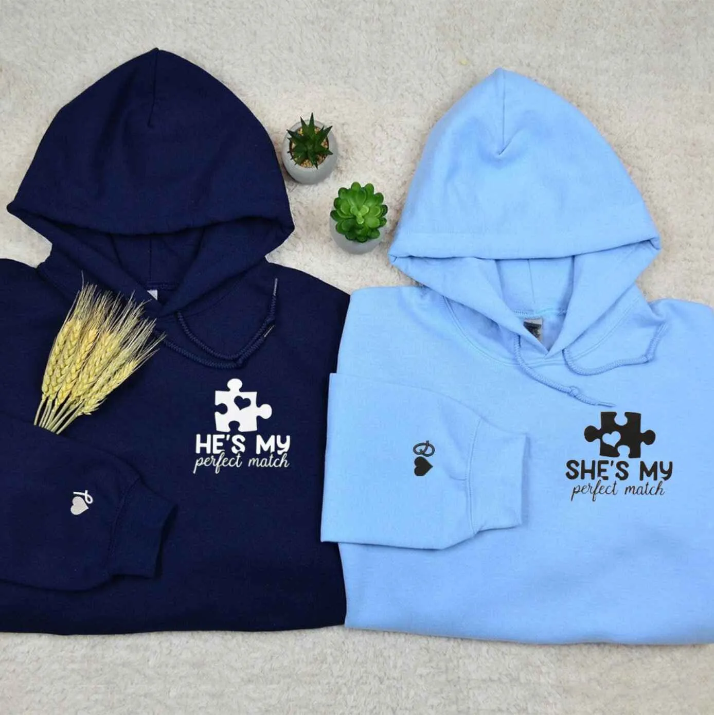 My Perfect Match Couple Matching Hoodies - Custom Embroidered Sweatshirts For Couples