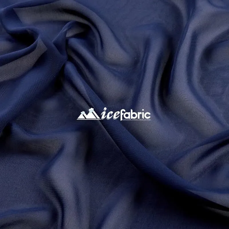 Navy Mia Chiffon Fabric / 60’’ Wide Soft chiffon Sheer Fabric